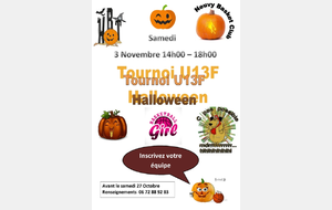 Tournoi U13F Halloween samedi 3 novembre 14h00 - 18h00