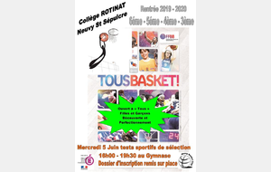 Classe Basket collège de Neuvy rentrée 2019-2020